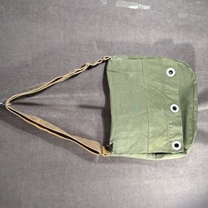 Pip Robins Accessories Upcycled Military Duffle Messenger Bag Leather Strap NWOT